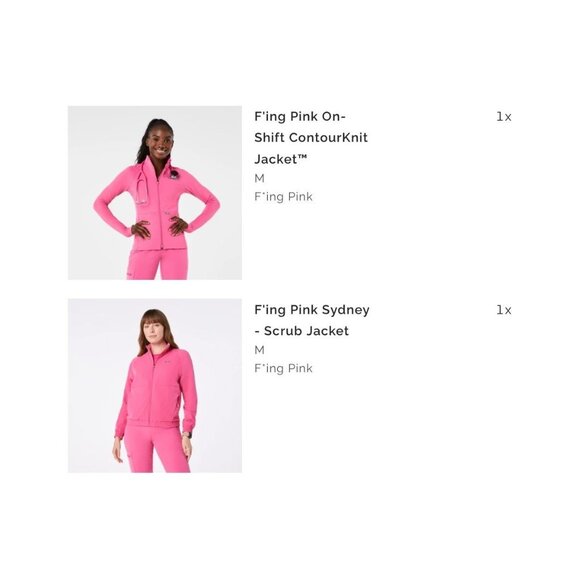 FIGS F'ING PINK WOMENS CONTOUR KNIT JACKET SZ MEDIUM BREAST CANCER AWARENESS - Picture 2 of 2